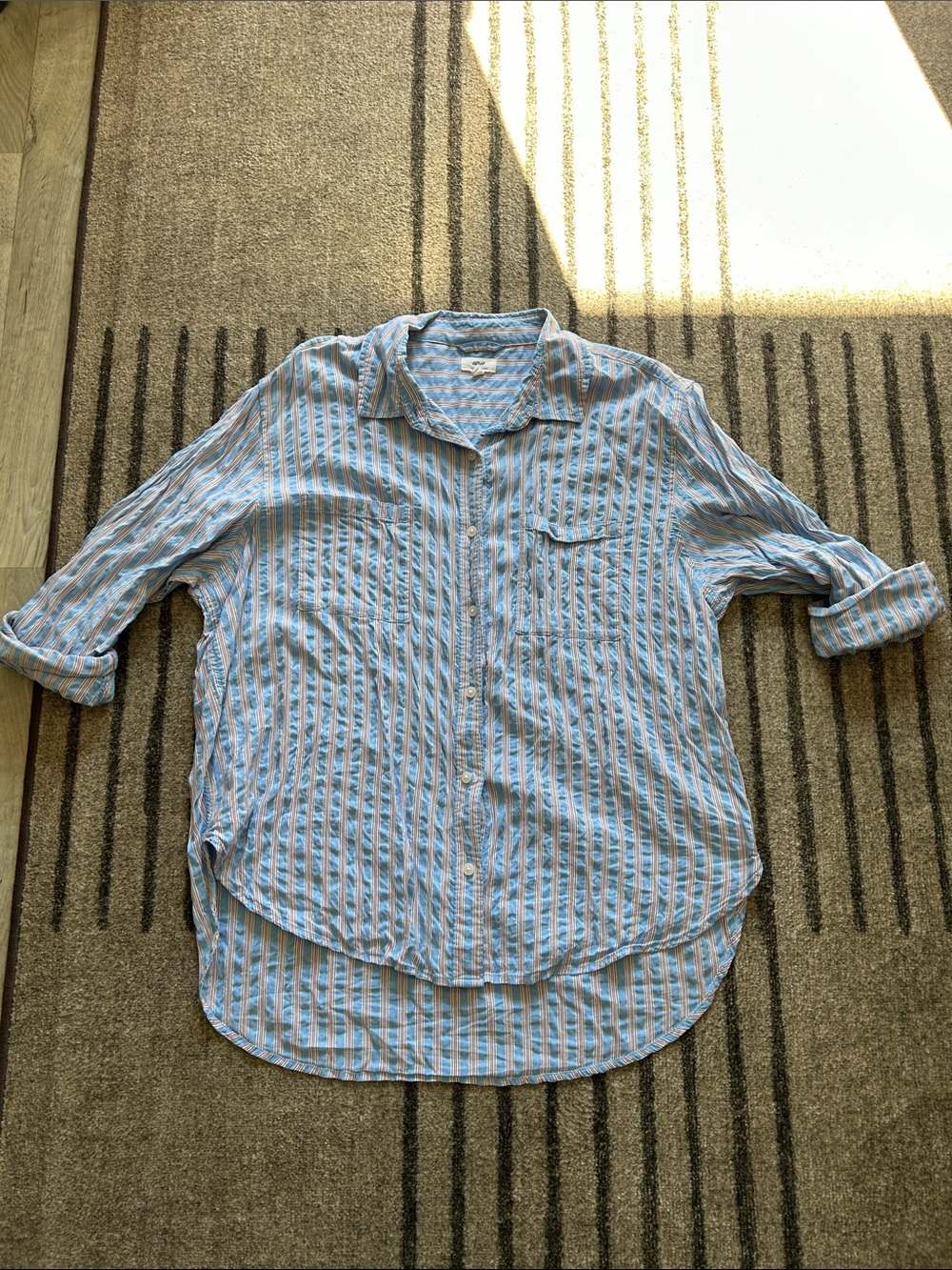 Aerie Light Blue Striped Button-Up Shirt